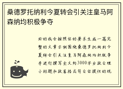 桑德罗托纳利今夏转会引关注皇马阿森纳均积极争夺 桑德罗托纳利今夏转会引关注皇马阿森纳均积极争夺